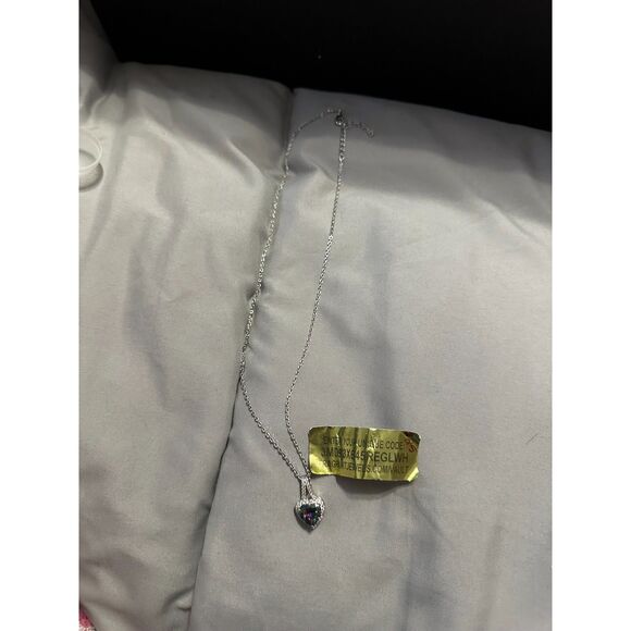 Fragrant Jewels Silver Rhodium Glitzy Mystic Topaz Heart Necklace & Ring Bundle - Picture 6 of 11